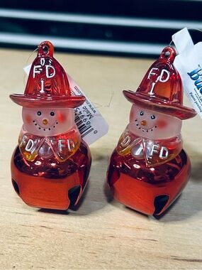 SET OF 2 Roman Jingle Buddies Ornament Fireman Firefighter Fire 2 5/8" - NEW